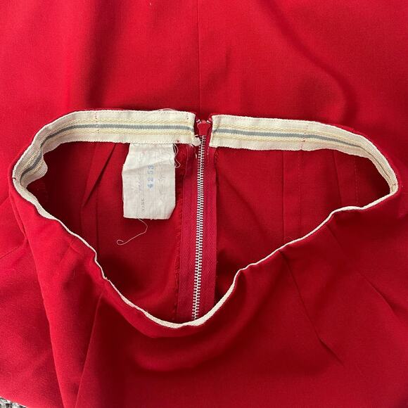 Vintage Skirt Size XS Red Solid A Line Knee Length Retro Secretary High Rise - Picture 10 of 14